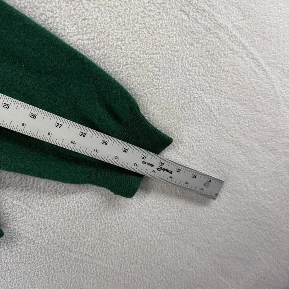 Club Room Cashmere Sweater Men's Large Green v neck Pullover Preppy Solid Fine